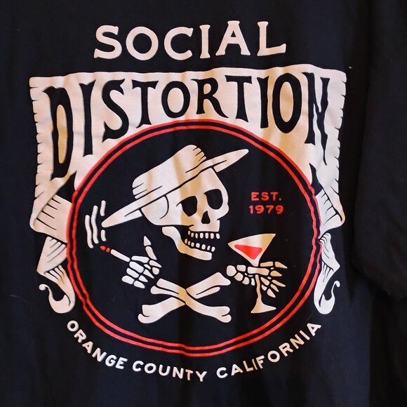 Men's Black Vintage XXL Social Distortion Band Concert T-Shirt Punk Skull Music - Picture 1 of 4
